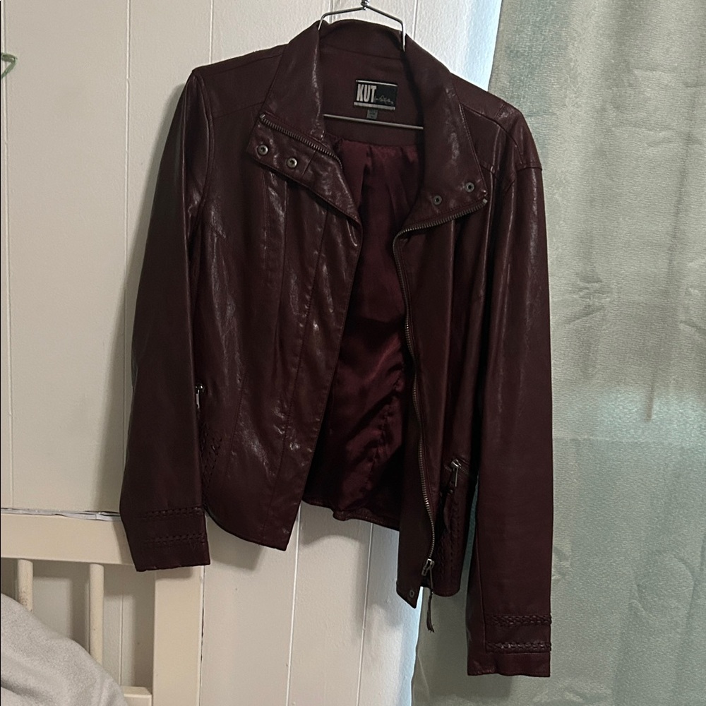 Kut from the Kloth Deep Burgundy Leather Jacket